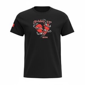 Mens Port Dover Friday The 13th Black T-shirt Tee Large Biker Motorcycle Tattoo